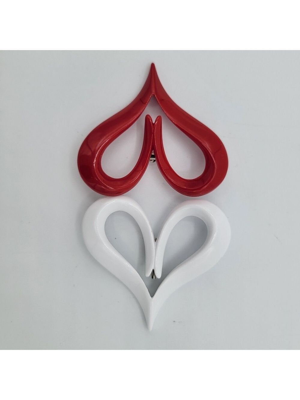 Oversize Heart Brooches Pair #2799